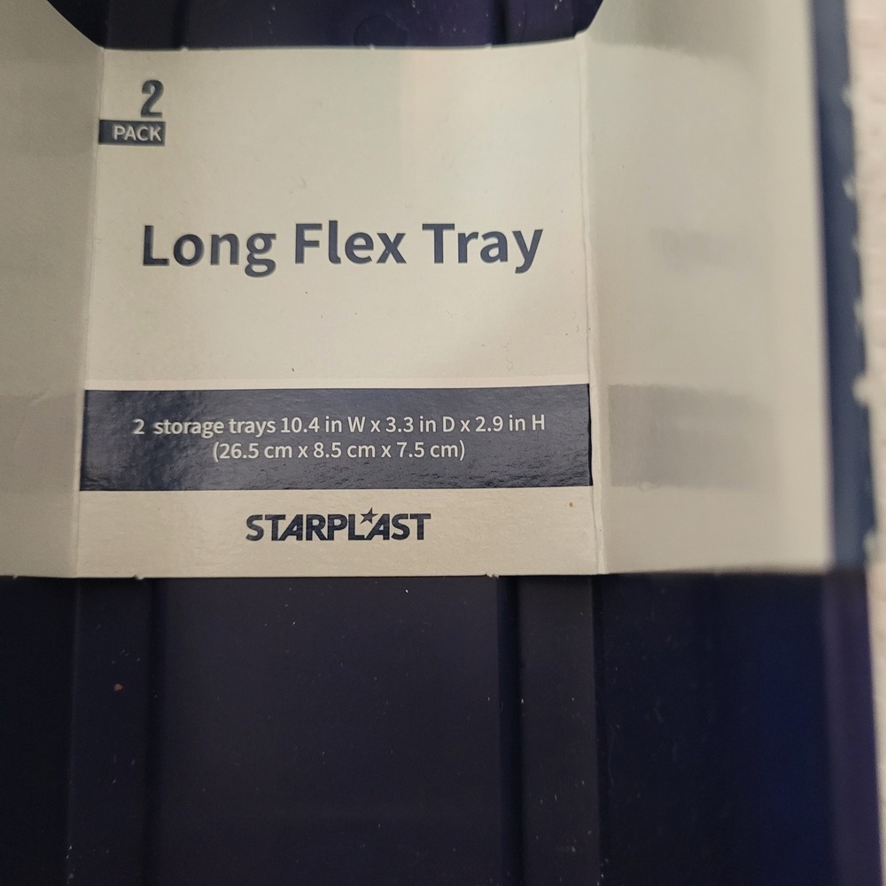 Starplast Long Flex Tray 2 Pack Navy Blue Drawer Organizer Storage Bins BPA Free - Picture 3 of 5